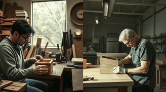 woodworkers creating wooden crafts