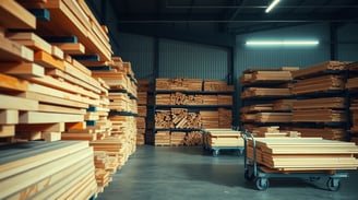 a warehouse with lots of wood
