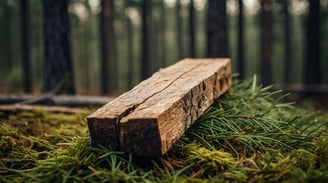 a wooden planked log in the woods