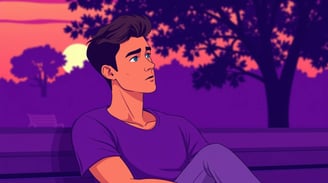 a man sitting on a bench in a park