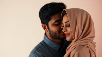 a man and woman in hijab