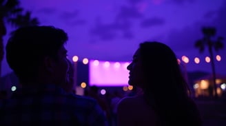 couple watching a movie outdoors