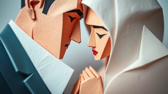 a paper cutout of a bride and groom