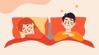a man and woman sleeping in bed