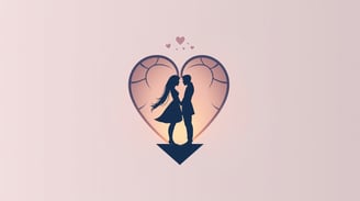 a couple standing in front of a heart shaped object