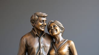a statue of a man and woman standing next to each other
