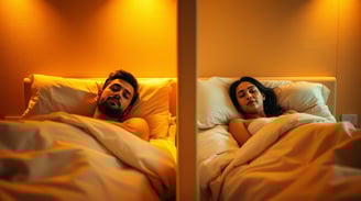 a man and woman laying in bed
