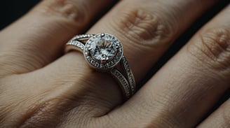 a woman's hand wearing a diamond ring