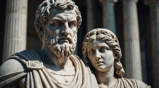 a Greek statue of a man and a woman