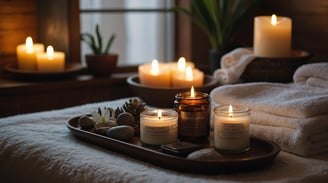 candles and towels for a spa date