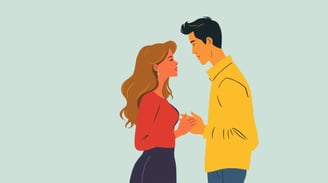 a man and woman standing next to each other