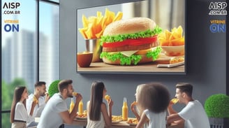 Telão exibindo em fast food