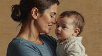 a woman holding a baby in her arms