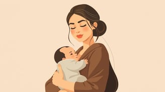 a woman holding a baby in her arms