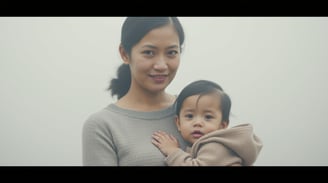 a woman holding a baby in a blanket