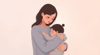 a woman holding a baby in her arms