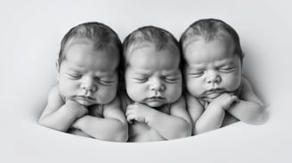 three newborn babies sleeping