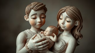 a statue of a woman and a man holding a baby
