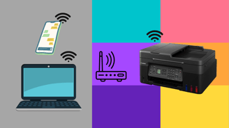 Image of a modern printer with a visible Wi-Fi signal icon, emphasizing wireless printing features.