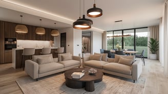 Un salon avec un canapé et une table