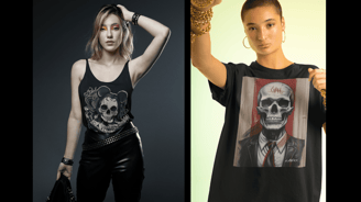 Camiseta Cavérik, Caveira e grafite em camisetas