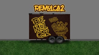 Vista posterior de noche de carro de comida rápida de Remolca2 Foodtruck