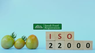 Saudi Food Registration Logo with ISO 22000 background