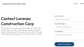 Contact Form For Lorenzo Construction