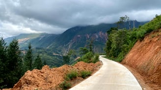 a road with a mountain view