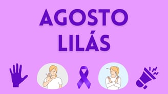 Agosto lilás e laço lilás do mês sobre a luta contra a violência contra as mulheres