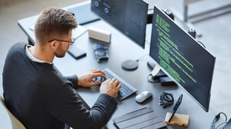 Programmer coding at work