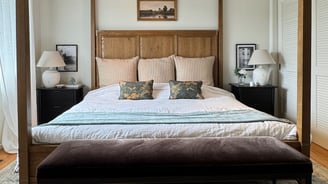 moody and organic bedroom design in mill valley marin county