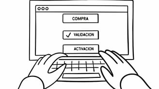 una persona tipeando en su computadora con un flujo de usuario