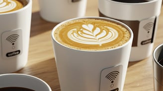 Coffee cup with RFID Sticker for Order Tracking