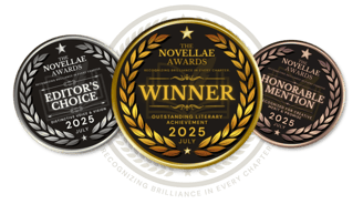 Three Novellae Awards medals: Winner, Editor's Choice, and Honorable Mention – July 2025 Literary Honors.