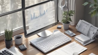 A room under renovation with construction materials scattered on the floor. There's a large window letting in sunlight and providing a view of a lush garden outside. Various tools and boxes are on a workbench, and insulation material is piled on the left.