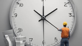 A two-story house under renovation with new brickwork being added. A black tarp covers construction materials in the foreground, surrounded by wood and other building materials. The house features a light brown exterior with two windows on the upper floor, white-framed doors, and a partially completed extension on the ground floor.