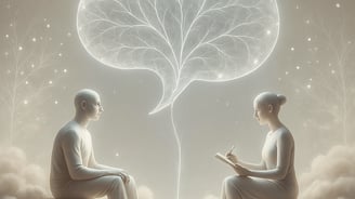 a man and woman sitting on a bench in front of a brain map