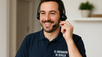 Trabajador de El Fontanero de Sevilla atendiendo a un cliente