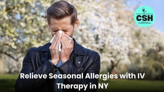 Child with allergy receiving IV therapy for relief of symptoms such as congestion and fatigue.