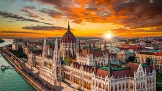 a beautiful view of a beautiful city at sunset