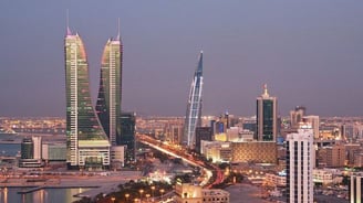 a city skyline with a view of the city