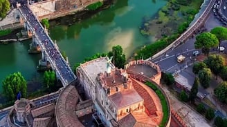 a bridge over a river with a bridge over it