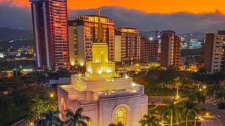 a cityscape of a city at night