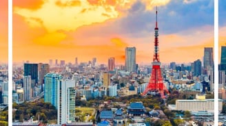 tokyo cityscape with the tokyo tower in the background