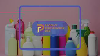 Product Registration UAE LOGO with Detergents and Disinfectants Products in background
