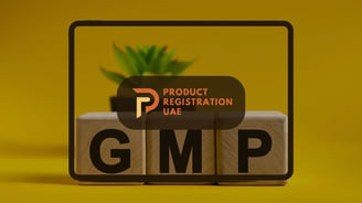 Product Registration UAE Logo with GMP background