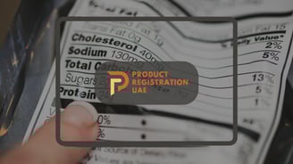Product Registration UAE Logo Close-up of a nutrition label showing detailed ingredients and values.