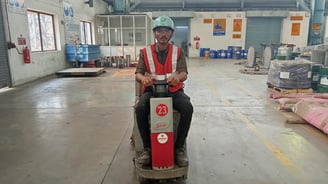 Ground floor cleaning in the plant area with advance equipment "Ride on Sweeper"