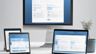 A laptop computer with a website displayed on the screen featuring the text 'Exceptional Web Application design & development'. The laptop is on a dark surface, and the website has a clean and modern design with a light background and colorful text elements.